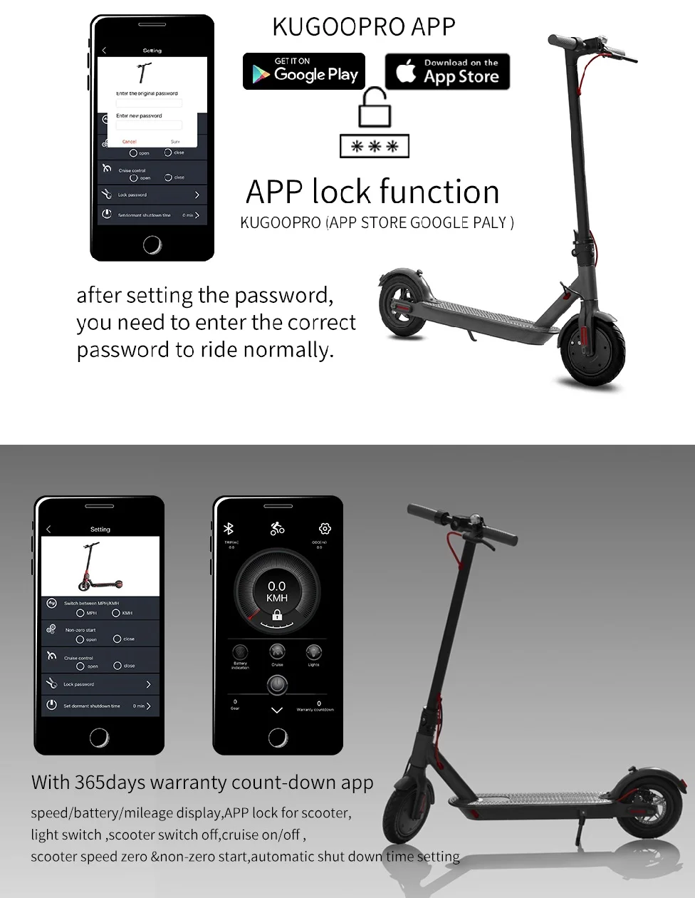 Flash Deal SUPERTEFF EW6 new generation kugooPro App electric scooter 8.5" e-scooter lock function color LCD display scooter loading 120kg 9