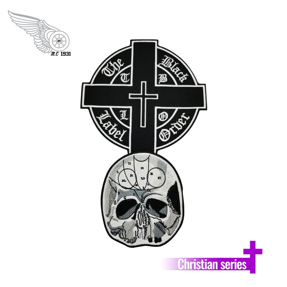 

The Black Label Cross Vest Embroidered Iron On Back of Jacket Patch Free Shipping Black twill fabric DIY Eco-Friendly