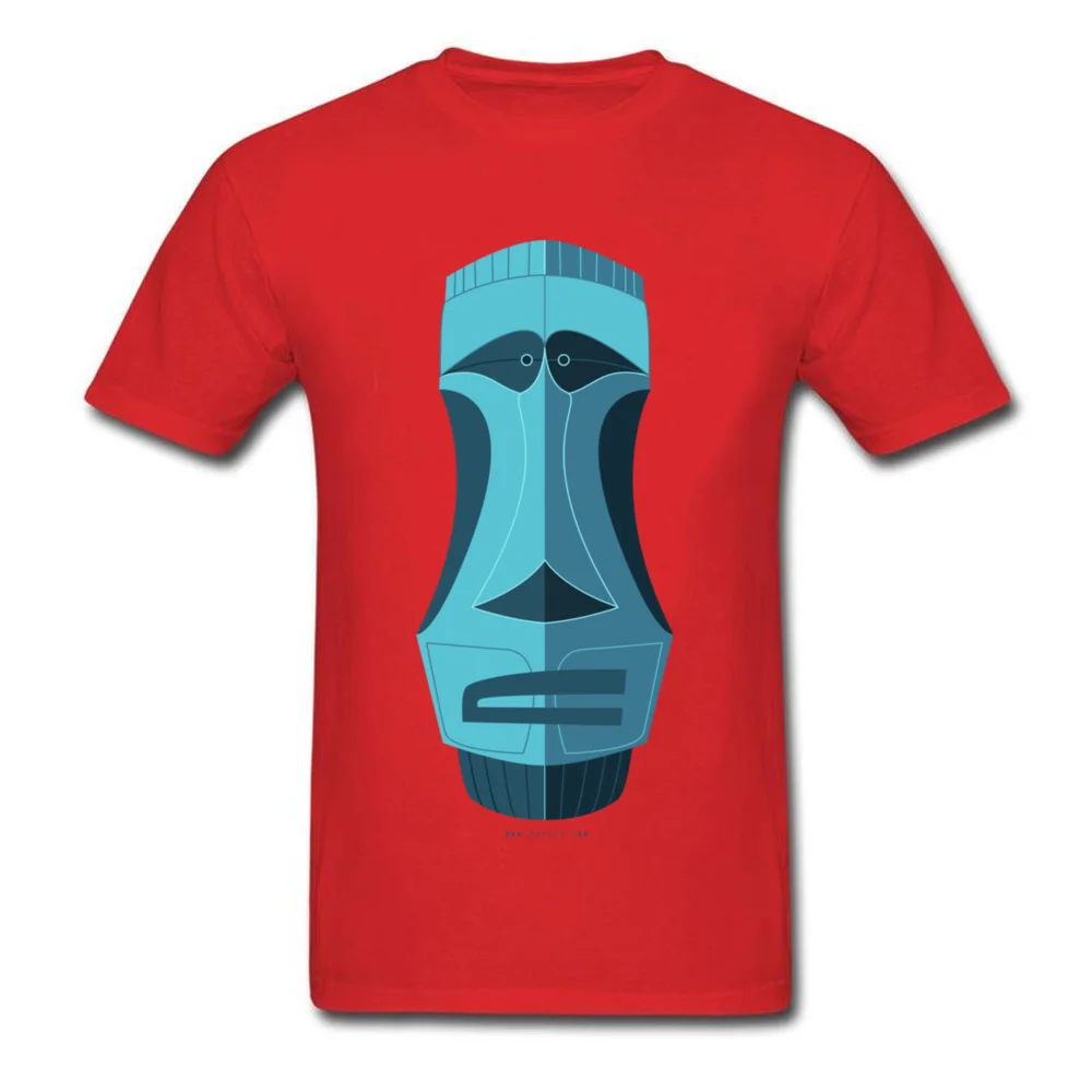 Blue Tiki Casual T Shirt for Male 100% Cotton ostern Day Tops T Shirt Family Clothing Shirt Short Sleeve High Quality O Neck Blue Tiki red