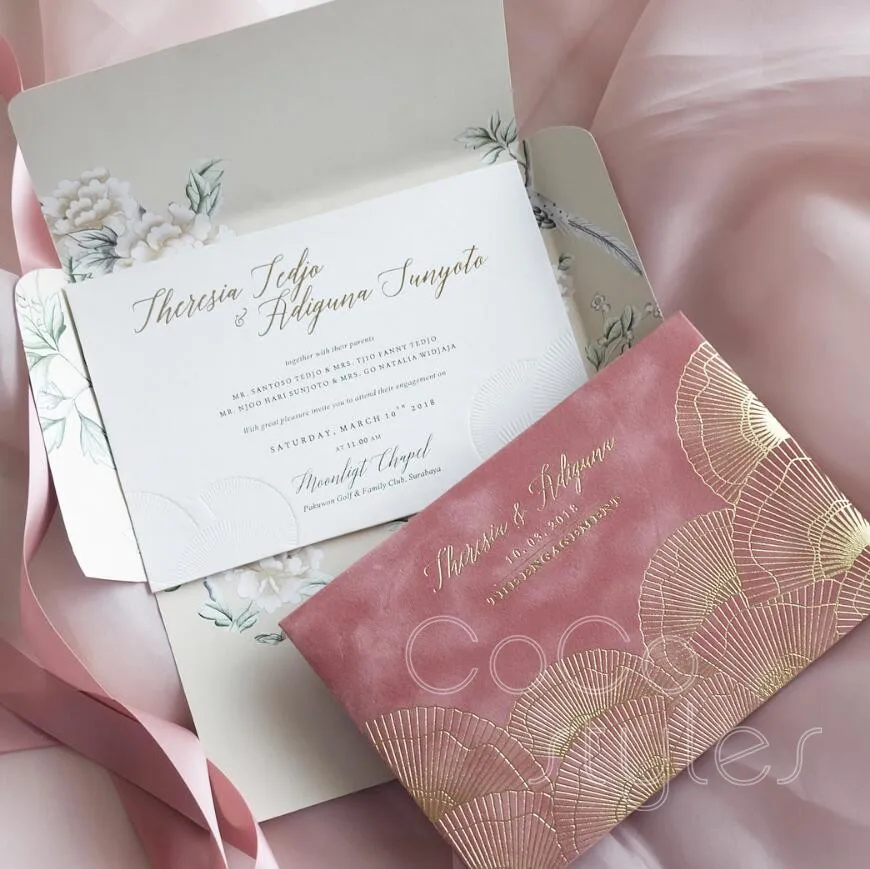  Cocostyles bespoke stunning laser cut mirror acrylic invitation card with foiling paper envelope fo - 32880923461