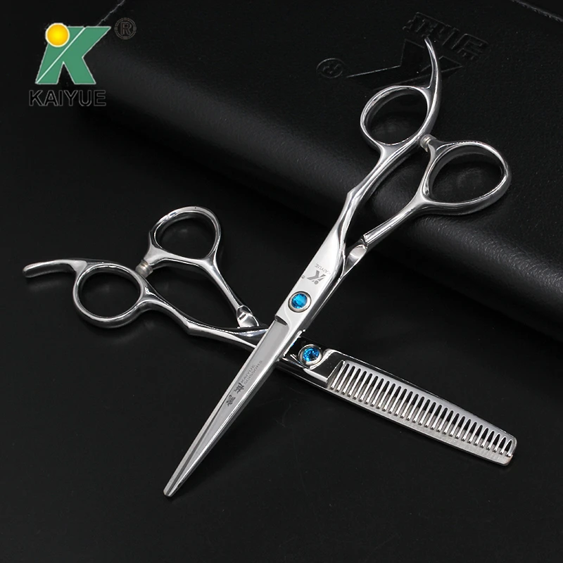 

6' Gemstone Inlay Cutting Thinning Scissors Set Barber Shears Hairdressing Scissors Set Silver Color Salon Tools F260B-T