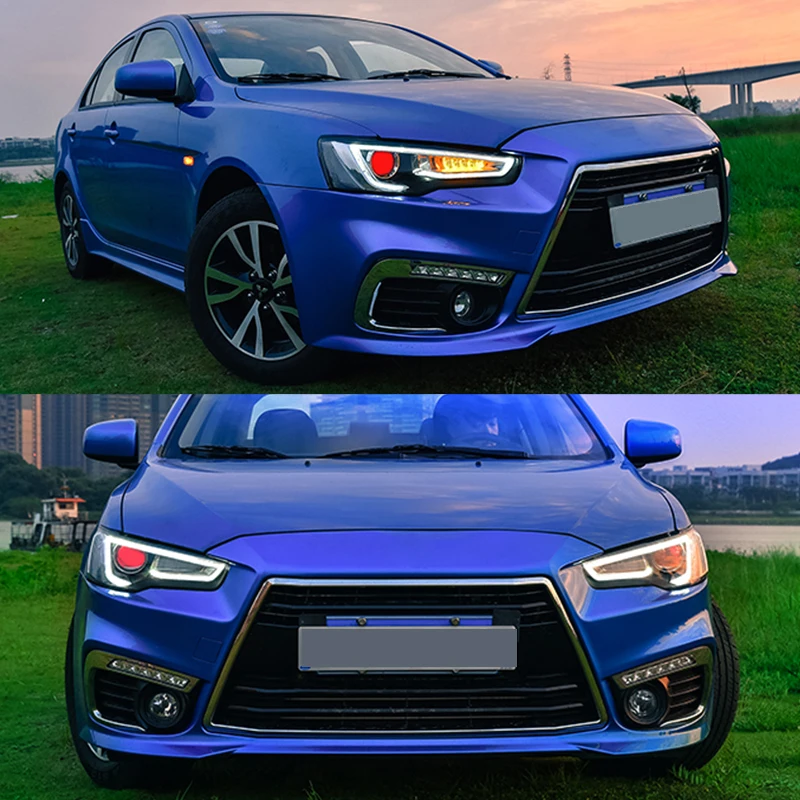 Hlxg Автомобильная фара в сборе для Mitsubishi Lancer 2009 2016 светодиодный DRL поворотник