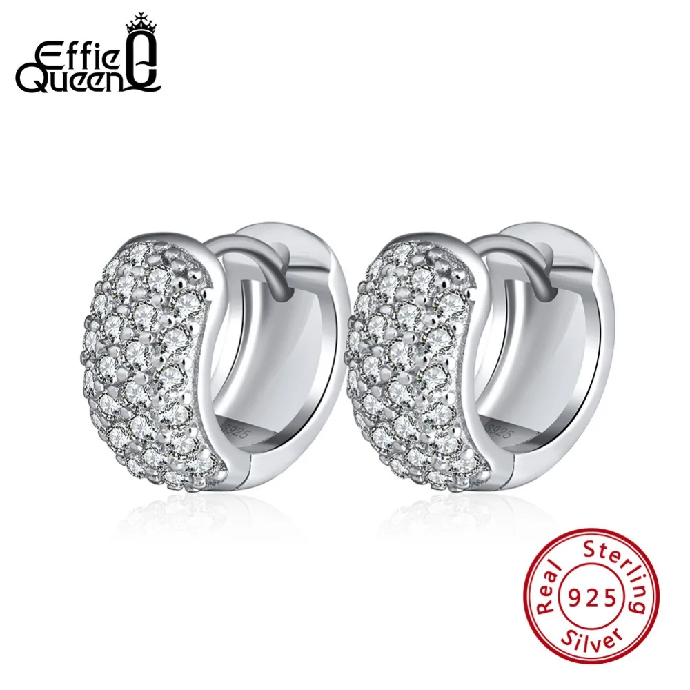 

Effie Queen 925 Sterling Silver Earrings for Women with Zircon Round 11mm Hoop Earrings Vintage Silver Jewelry 2019 Gift BE101