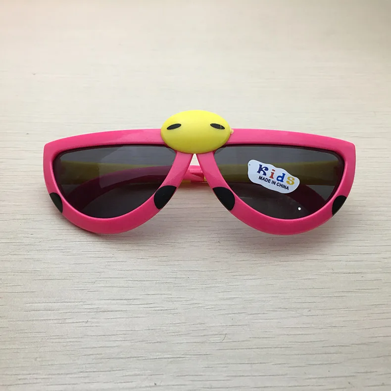 Детские Мультяшные животные в солнцезащитных очках UV400 детские солнцезащитные очки от 2 до 8 лет детские складные очки пластиковая Божья коровка деформация солнцезащитных очков для девочек