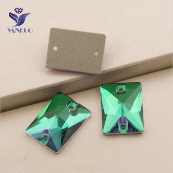

YANRUO 3250 All Sizes Emerald Glitter Sewing Diamond Rectangle Strass Crystal Sew On Rhinestone Flatback