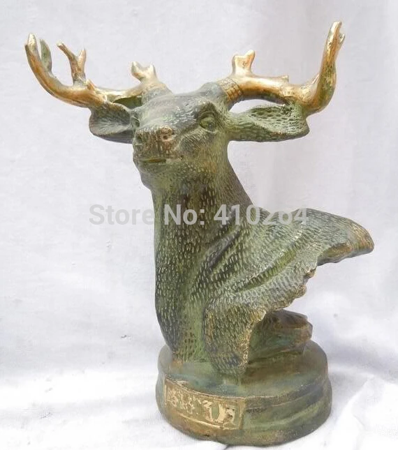 

China copper bronze gild carved accessorize deer caput Sculpture statue