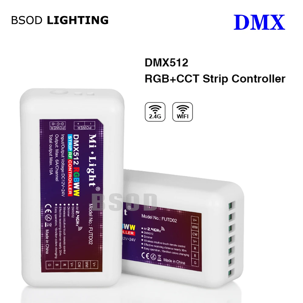BSOD DMX512 Led контроллер FUTD02 RF2.4GHz RGBWW CW беспроводной RGB CCT для светодиодной ленты |