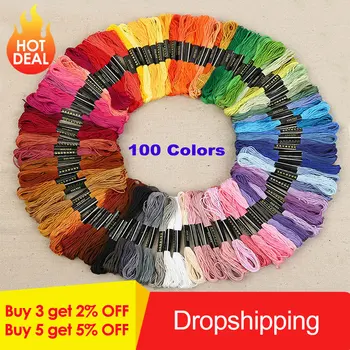 

24/100 Colors Polyester Embroidery Thread Hand Cross Stitch Floss Sewing Skeins Craft DIY Handmade Accessories Knitting Tools