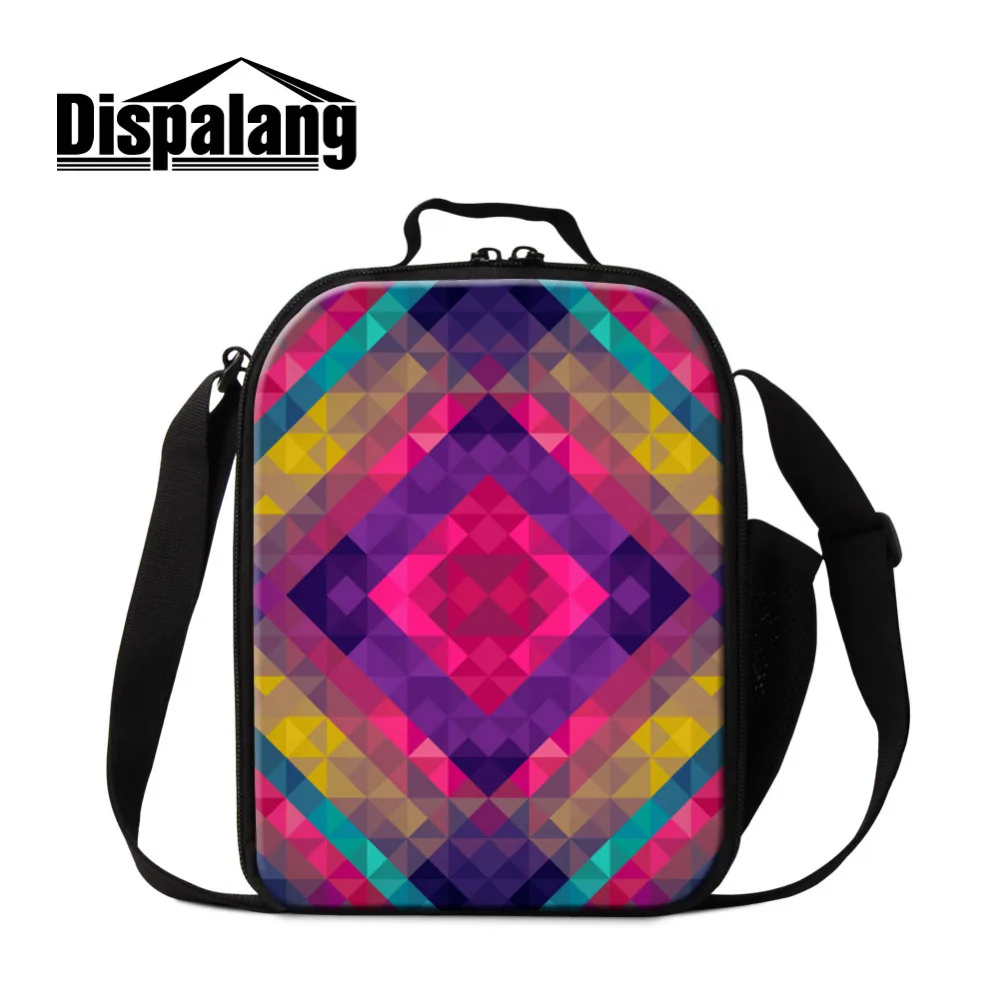 Dispalang Kids Cooler Lunch Bag Flashes Geometry Print Boys Girl Thermal Insulated Lunch Box For School Children Picnic Food Bag boys-lunch-bag