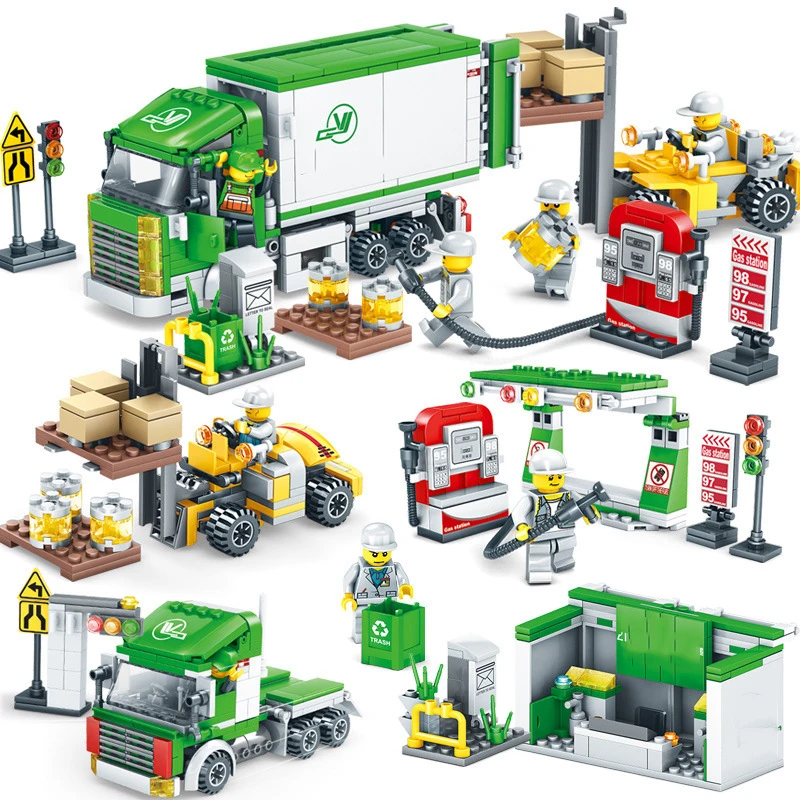 

4in1 526pcs Children's educational building blocks toy Compatible Legoeds city Boy intelligence assembly Logistics Center gifts
