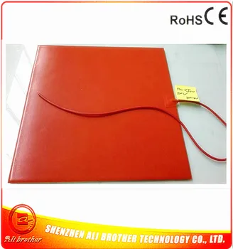 

450*450*1.5mm Silicone Rubber 3D Printer Heater 220V 640w adhesive 1side 4mm hole center 1000mm lead from middle of 1 side