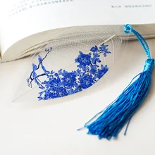 Вен закладки, традиционной китайской живописи синий и белый фарфор натуральных листьев закладки