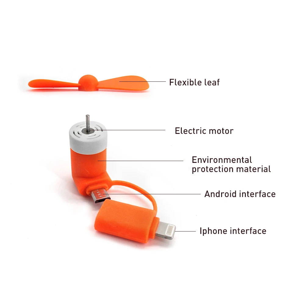 Mini 2 in 1 USB Fan For iPhone 5 6 7 Lightning Fan for Samsung HTC Sony Android Portable Micro USB OTG Smartphone Gadget mini fan