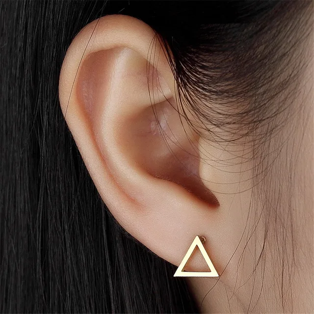 Fgifter 2018 Fashion Hollow Triangle Stud Earring For Women S Fgifter 2018 Fashion Hollow Triangle Stud Earring For Women S Gold Silver Color Tiny Stainless