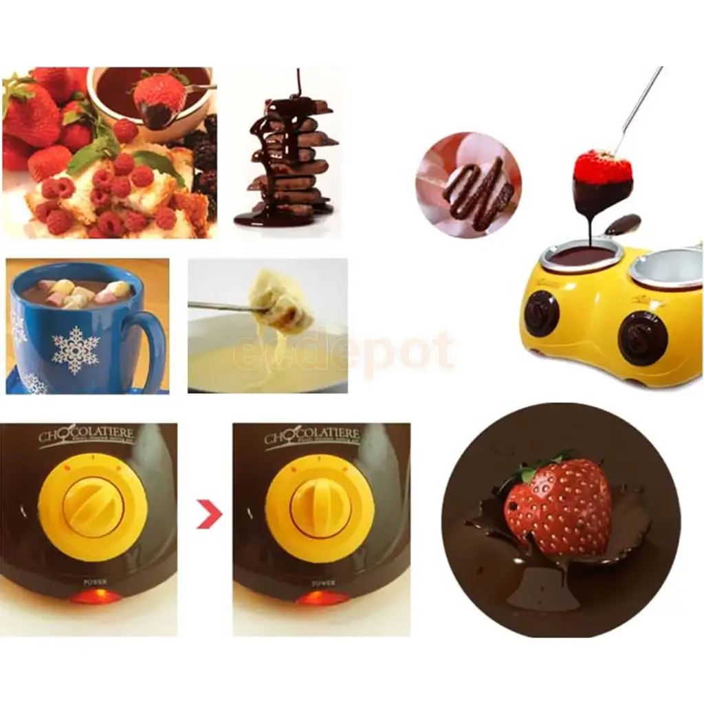 Electric Double Oven Chocolate Candy Melting Pot Boiler Fondue Heater