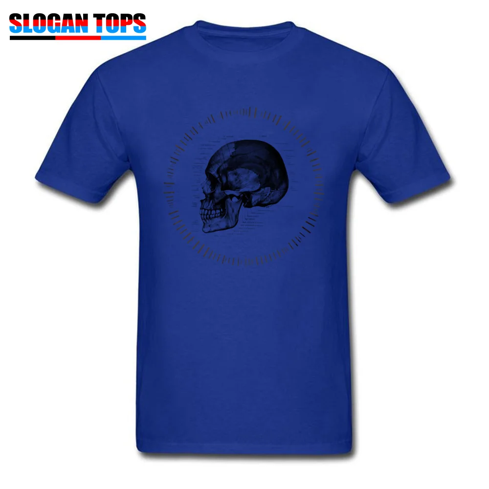 Sun Skull Retro Normal T Shirt Round Collar VALENTINE DAY 100% Cotton Short Sleeve Tshirts for Men Custom Tee-Shirt Sun Skull blue