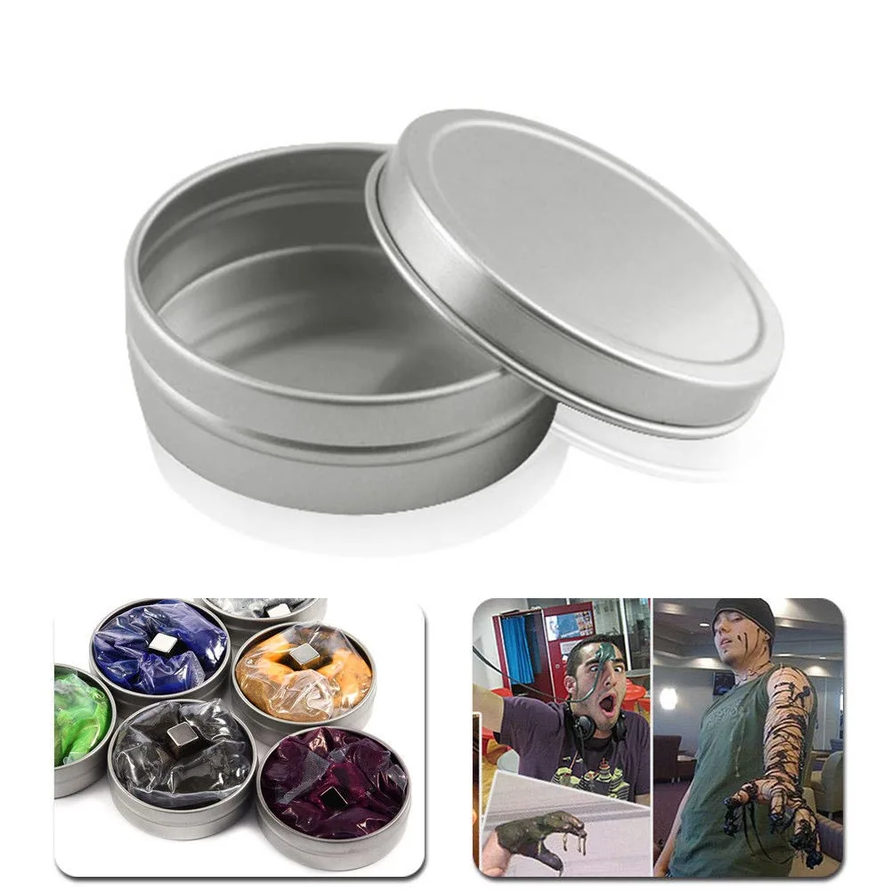

ROUND SURVIVAL KIT TIN Small Empty Pot Plain Metal Storage Bit Box Mini Lip Balm