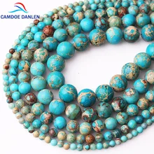 CAMDOE DANLEN Натуральный камень озерно-голубой морской осадок бирюзой Императорский Ясперс бусины 4/6/8/10/12 мм, сделай сам, бисер для изготовления ювелирных изделий