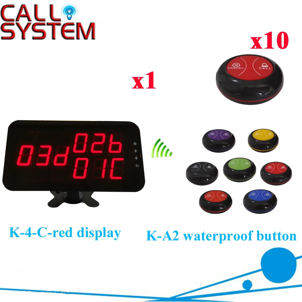 K-4-c-red+K-A2-Bred  1+10  Waiter Buzzer Call Bell System