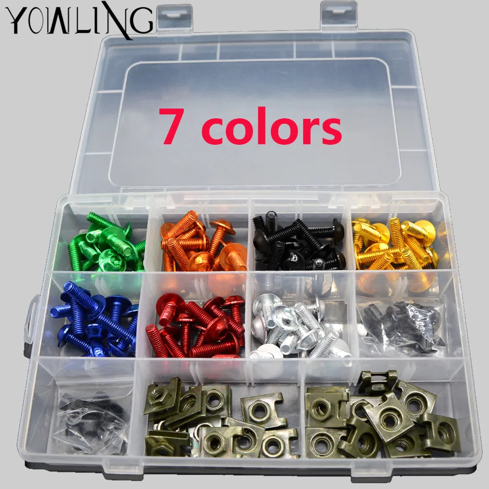 

7 colors 6mm Aluminium CNC Universal Motorcycle Fairing Bolts Nuts Fastener Clips Screws New For Suzuki Honda Yamaha Harley