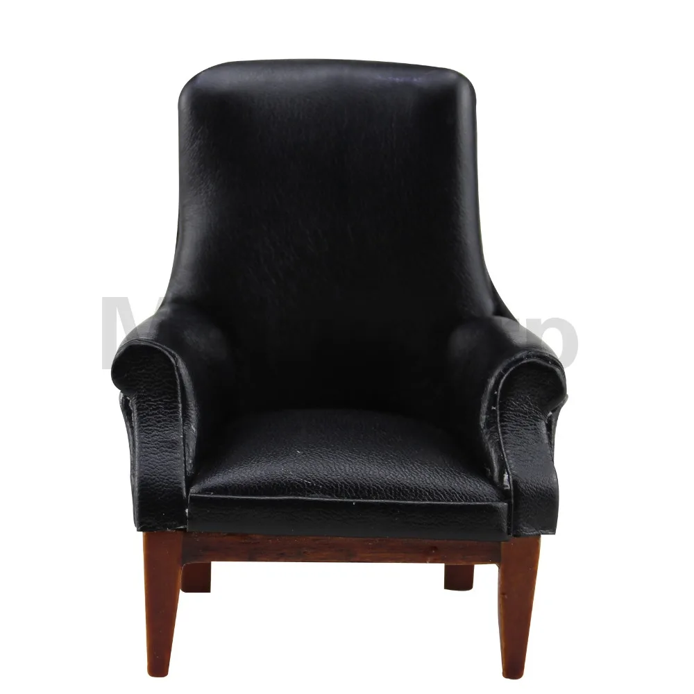 Dollhouse 1:12 scale Miniature furniture black sheepskin Armchair