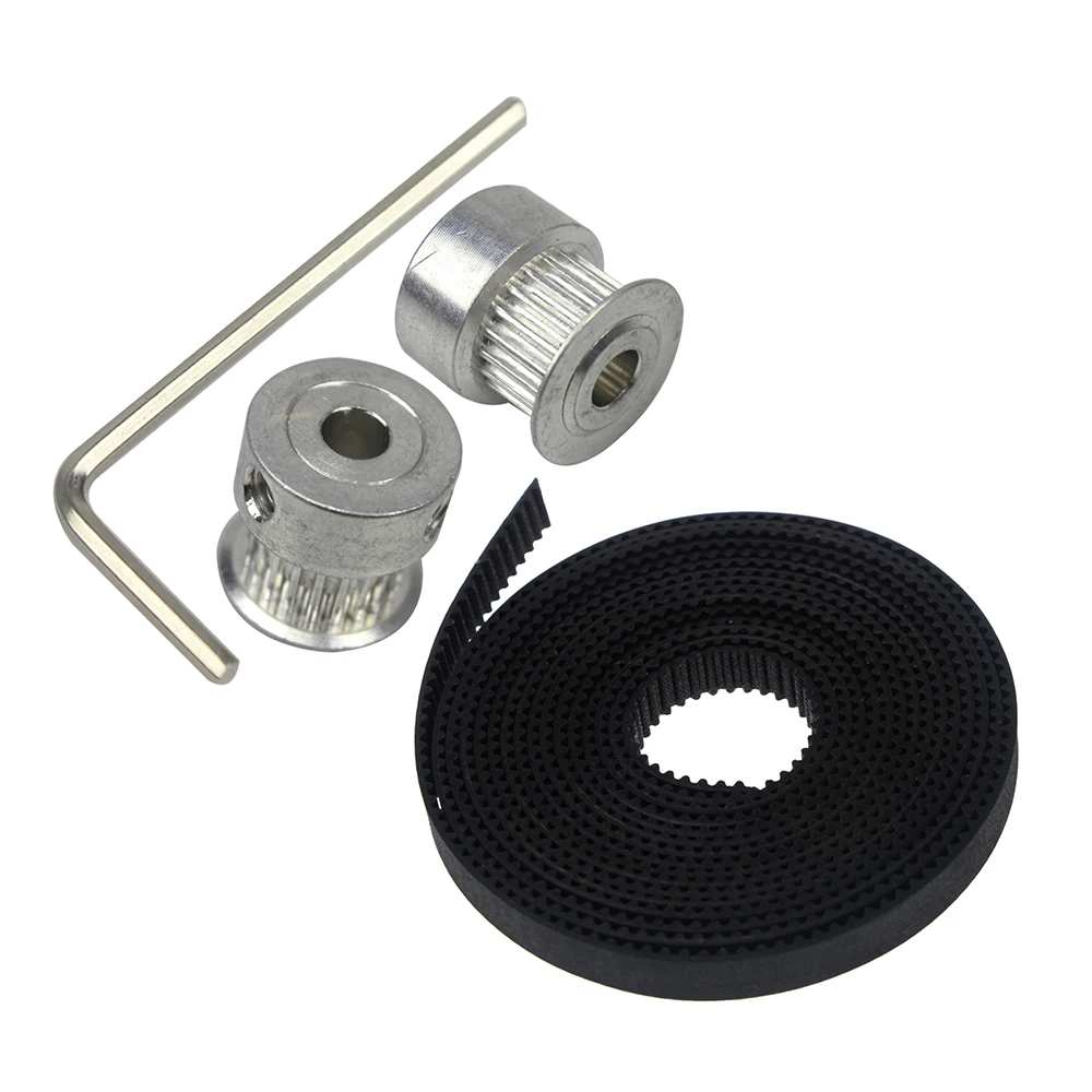 

2Meters GT2-6mm Open Timing Belt + 2pcs GT2 20teeth 20 Teeth Timing Alumium Pulley Bore 5mm/8mm