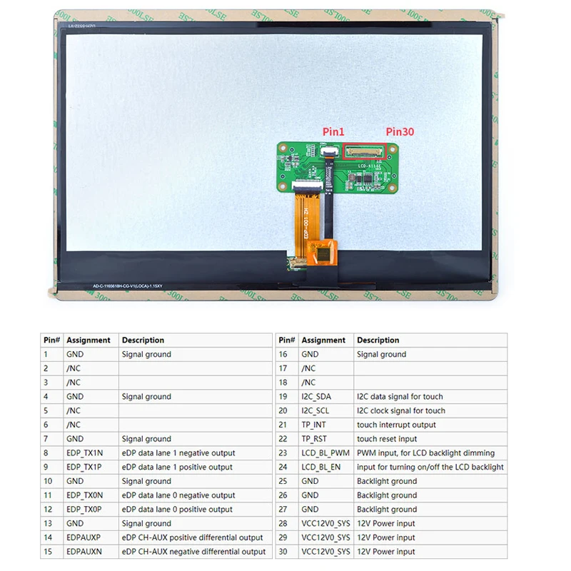 11,6 дюймов eDP конденсатор дисплей k116E, разрешение 1920x1080 Для NanoPC-T4 Поддержка Android, Ubuntu