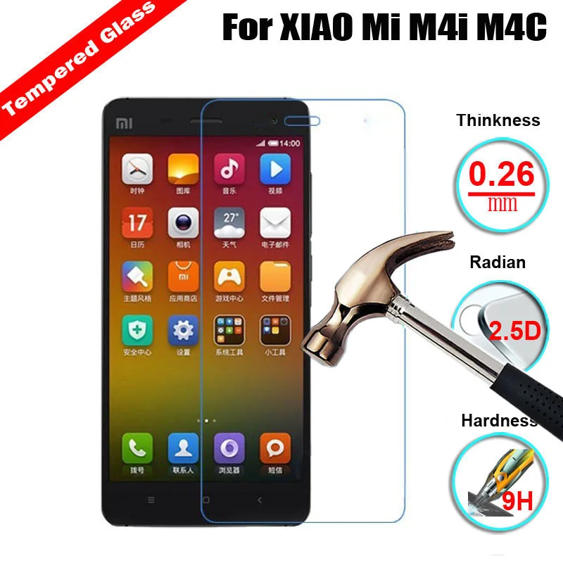 

9H 2.5D Tempered Glass Screen Protector For XIAOMI M4 M4i M4C Tough Anti-Explosion Anti-Shatter Ultra Thin Protective Film