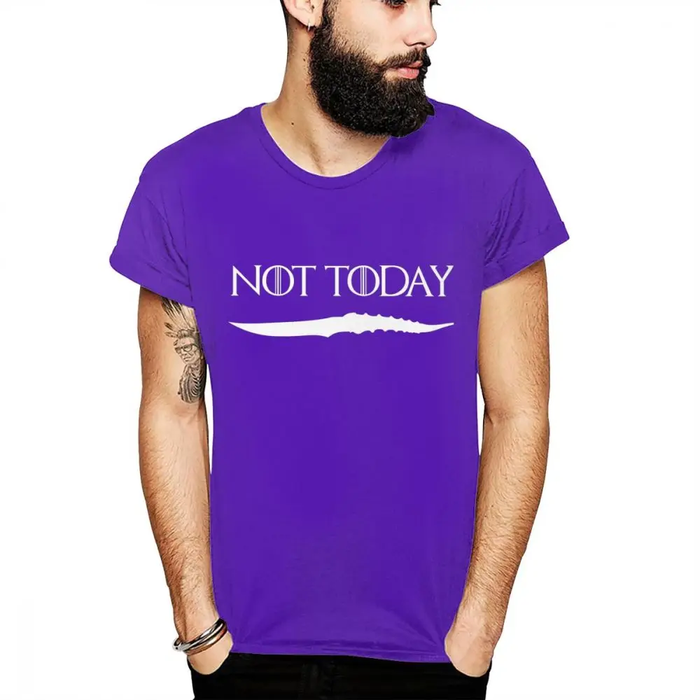 Арья Старк не сегодня Игра престолов футболка для мужчин новинка дизайн дом черный и белый GOT футболка - Цвет: Фиолетовый