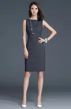 2017 Summer Dark Gray Sleeveless H Type Office Dress Women Classic Simplicity Slim Vestidos O-neck Sexy Knee-length Dresses Robe