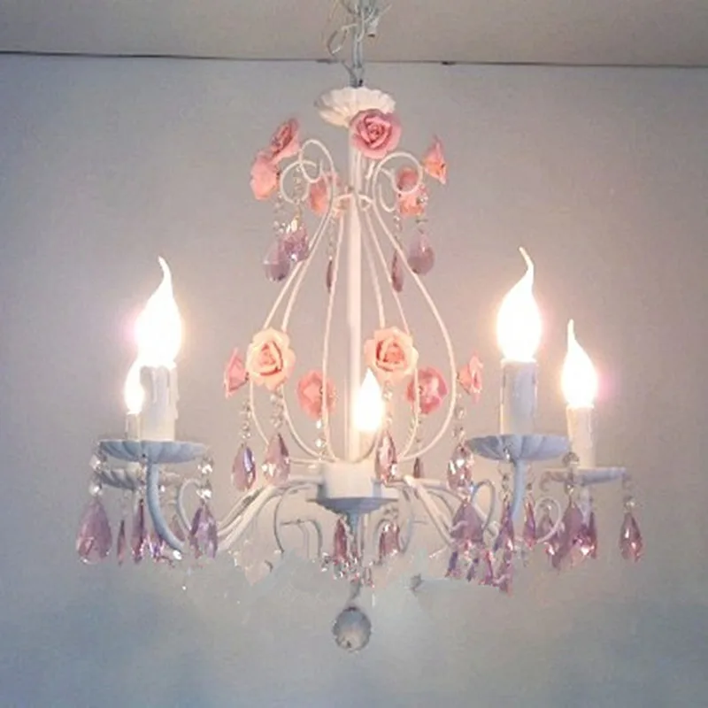 

American Iron Chandelier European garden dining room lighting bedroom warm Princess children room lamps