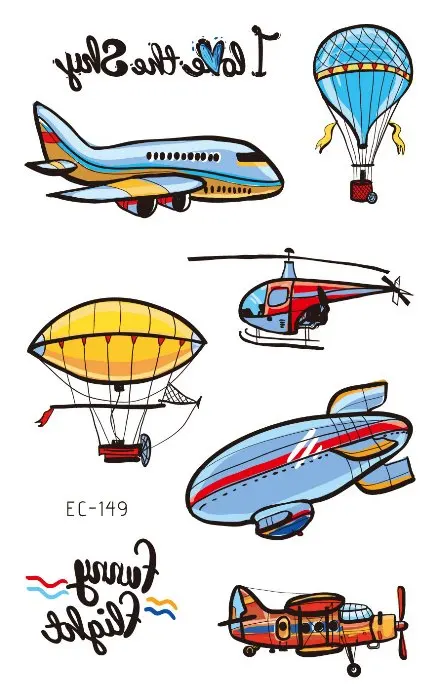 Rocooart детская татуировка машина поддельная татуировка для детей боди-арт временная татуировка наклейка самолет воздушный шар татуировка ручная Татуировка - Цвет: EC-149