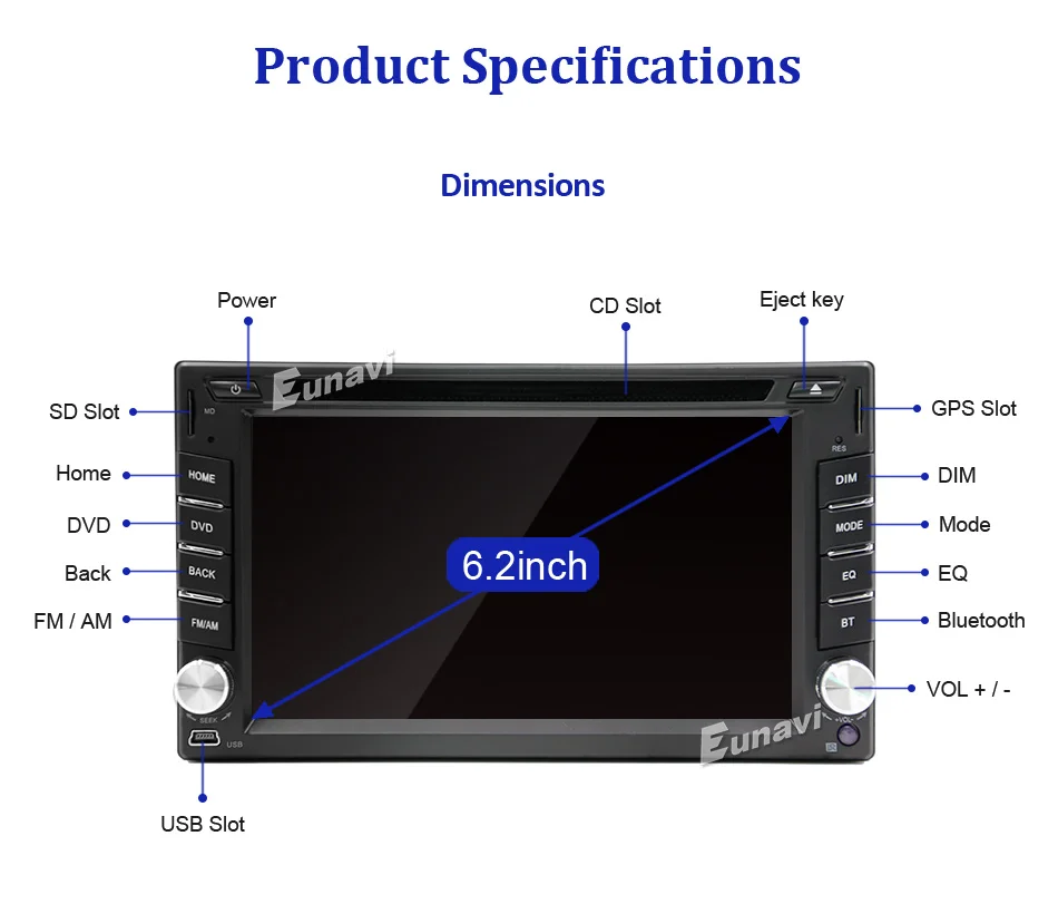 Sale 2019 New Eunavi 2 Din Car Dvd Bluetooth Usb/tf Fm Aux Input Radio Mp5 Player Multimedia Entertainment With Hd Rear View Camera 19