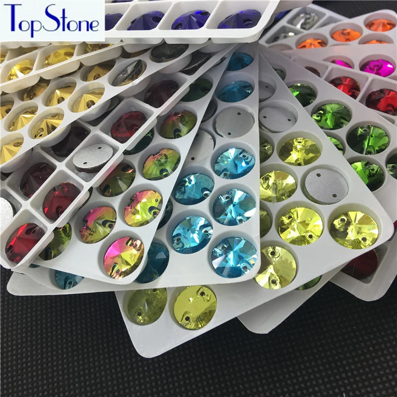 Topstone 14mm 3200 Rivoli Crystal Colors Glass Sew On Rhinestones Sewing Crystals Stones for dress Clothes Crafts Arts | Дом и сад