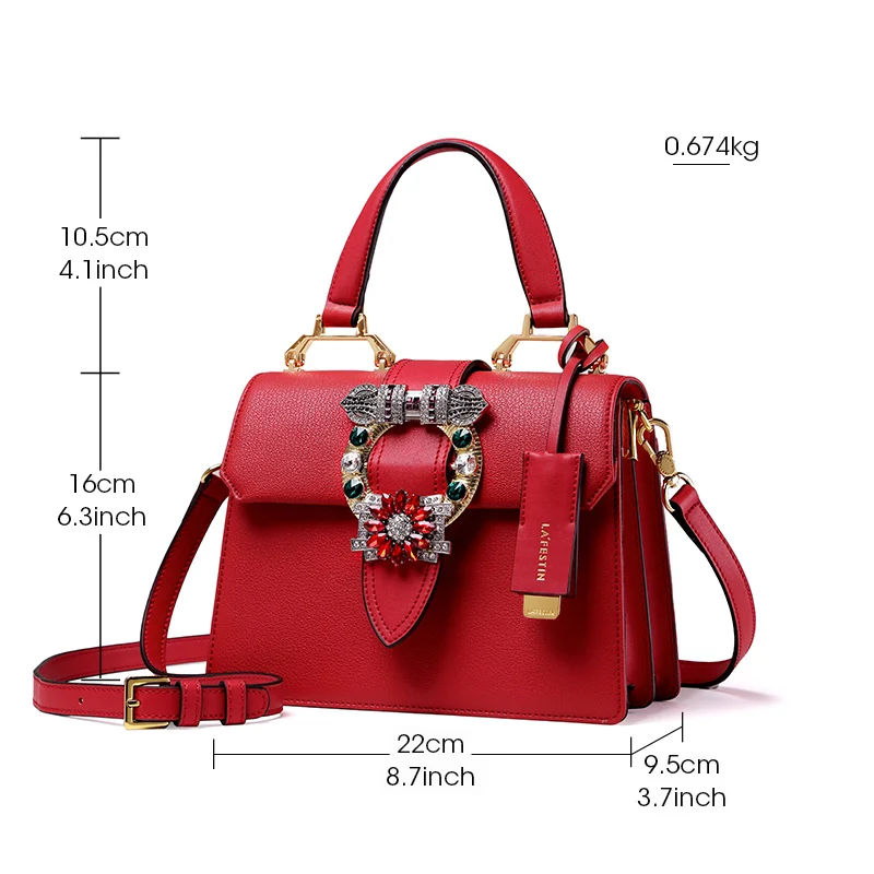  LAFESTIN 2018 Women Handbag Brand Designer Diamonds Real Leather Bag Fashion Women Totes Shoulder L - 32854867198
