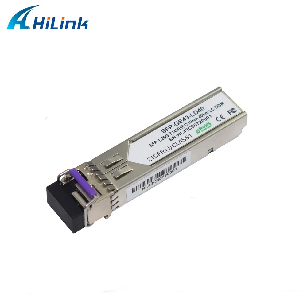 HL-GLC-BX-D/U-40D, 1,25 г bidi SFP 40 км, LC/SC, DDM, Tx1310/Rx1490 Tx1490/Rx1310