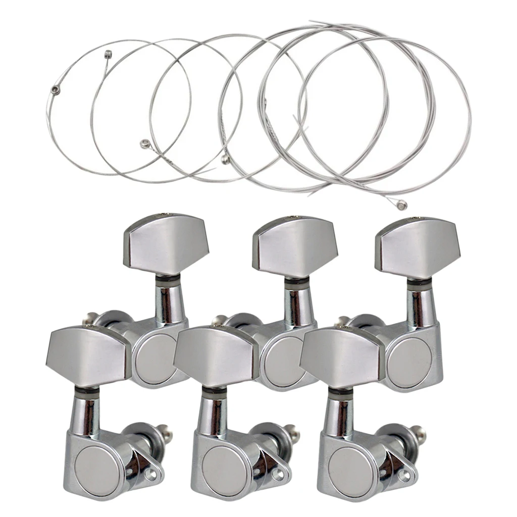 1 Set Guitar String + 3R 3L Closed Guitar Tuning Pegs Tuners for Musical Instrument Electric Guitar Accessory