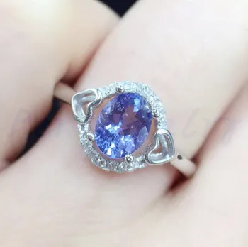 

Natural tanzanite ring Love heart style Free shipping 925 sterling silver Per jewelry 0.9CT gem Fine jewelry #G18030902