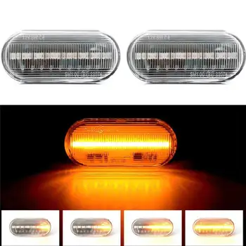 

LED Car Amber Signal Light Side Flowing Water Indicator Bulbs for Volkswagen Golf Bora Passat