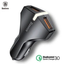 Baseus Mobile Phone Charger Quick Charge 3.0 Car Charger 5V3A QC3.0 Turbo Fast Charging Car-charger Dual USB For iPhone X 8 7