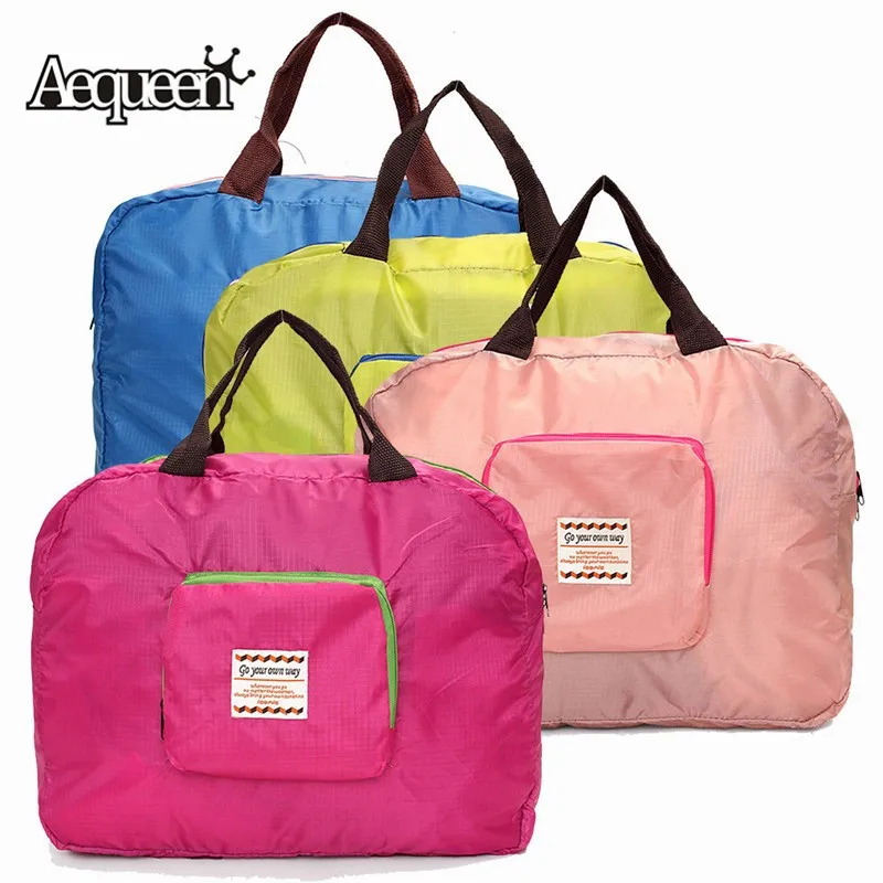 

AEQUEEN Portable Folding Shopping Bag Reusable Storage Bags Waterproof Polyester Large Capacity Women Street Shopping Tote