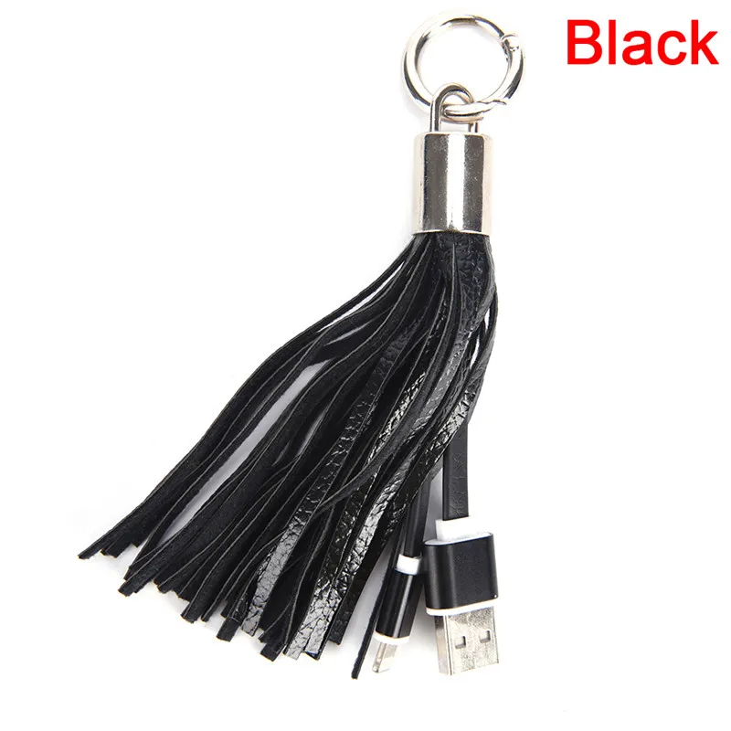 Креативный мини USB кабель быстрое зарядное устройство металлический брелок USB кабель кожаный брелок с кисточкой для IPhone кабель для передачи данных Шнур адаптер для зарядки