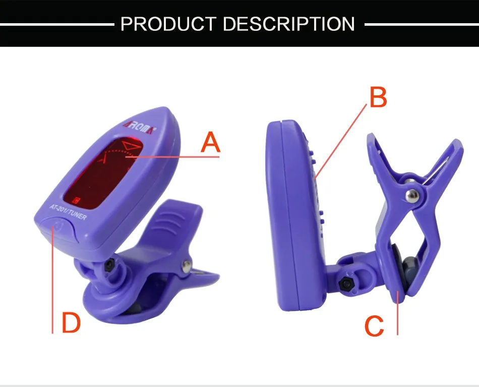 Арома AT-201 клип-на Мини хроматический тюнер гитарный тюнер скрипка тюнер укулеле тюнер