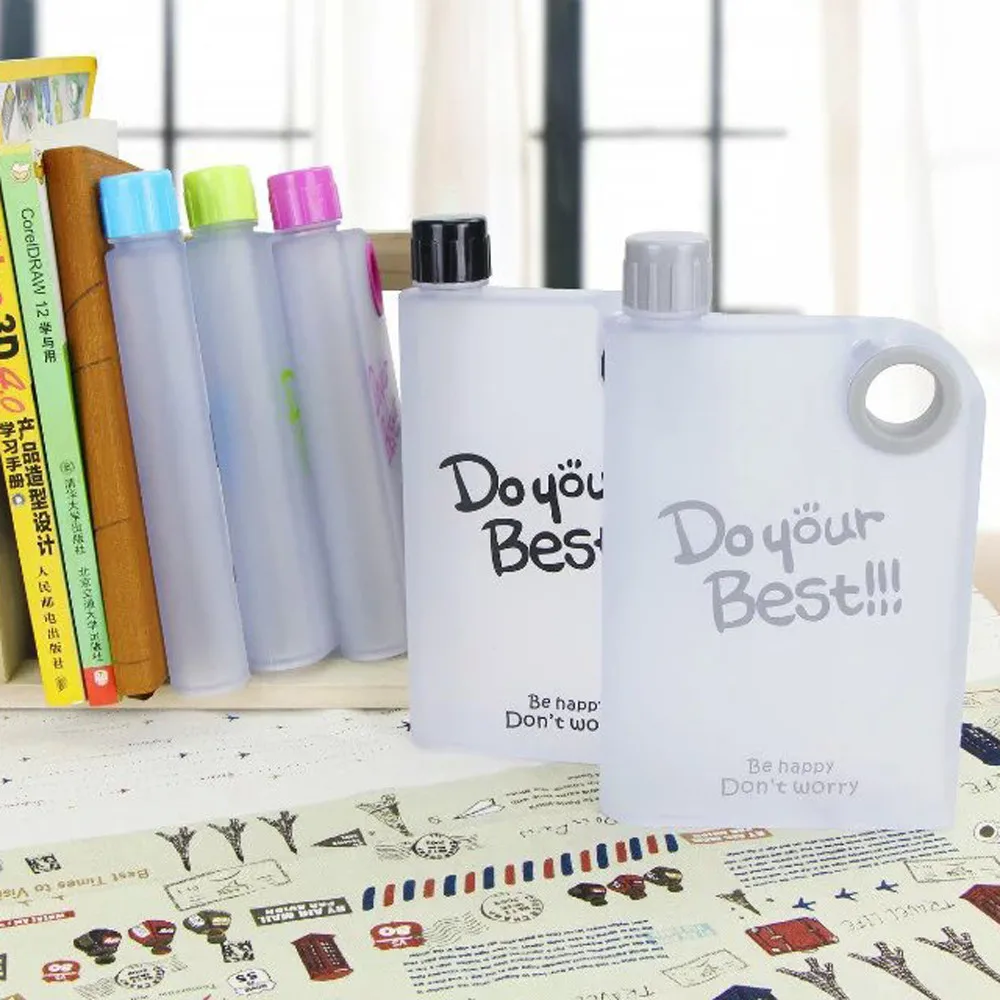 

2019 New Clear Book Portable Paper Pad Water Bottle Flat Drinks Cup Plastic Kettle Hot Sale Best Price