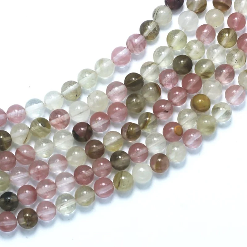 

4-10MM Round Cherry Quartz Mix Beads Natural Stone Beads and Beads for Jewelry Making DIY Bracelet Necklace Jewelery Strand 15"