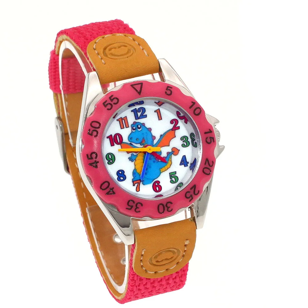 Relogio feminino новые relojes детские часы с рисунком из мультфиломов динозавры часы модные детские милые кожаные кварцевые часы для мальчиков - Цвет: ROSE