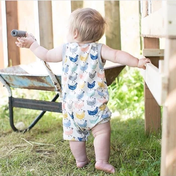 

TinyPeople 2019 new baby onesies summer cotton Chick print girls vests bebe bodysuit for baby boys jumpsuit cute newborn clothes