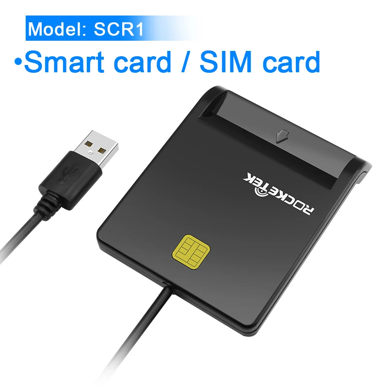 Rocketek USB 2,0 считыватель смарт-карт cac, ID банковская карта, sim карта cloner разъем cardreader адаптер ПК компьютер ноутбук аксессуары - Цвет: SCR1