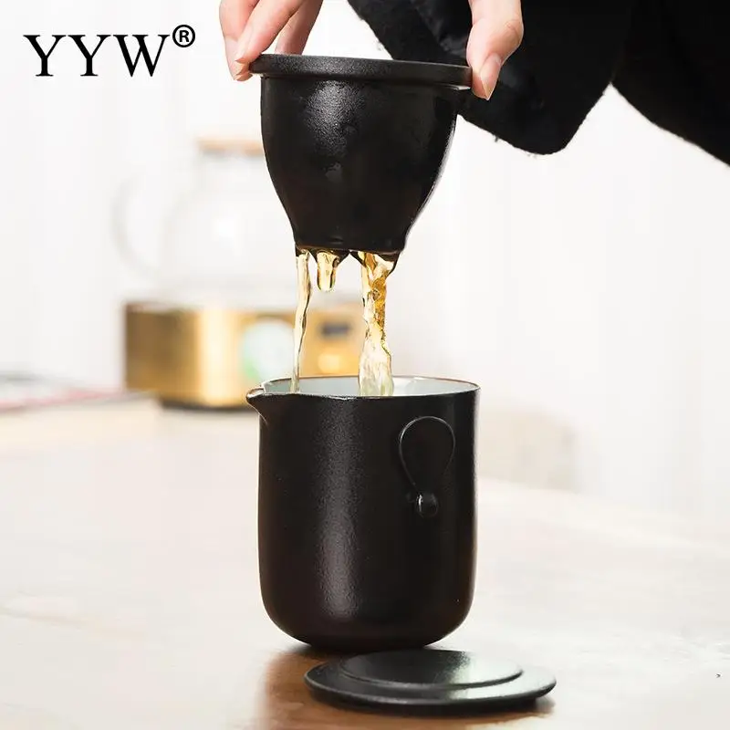 Black/White Teaware Portable Tea Set For Travel Small Porcelain Tea Bowl Easy Kettle Chinese Mug Gi