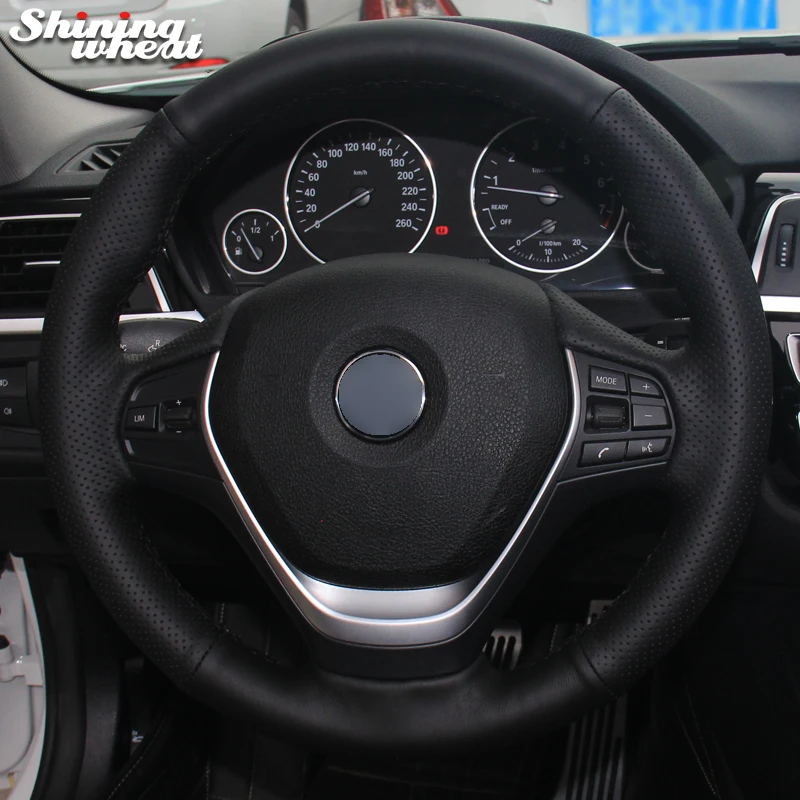 Shining wheat Black Artificial Leather Car Steering Wheel Cover for BMW